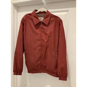 Rainforest Jacket LARGE Men's Burgundy Adj Wrist Pockets Inside And Out